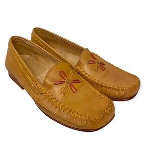 East India Sandal Co For RZ Design Leather Loafers Womens Size 5 Brown Flowers